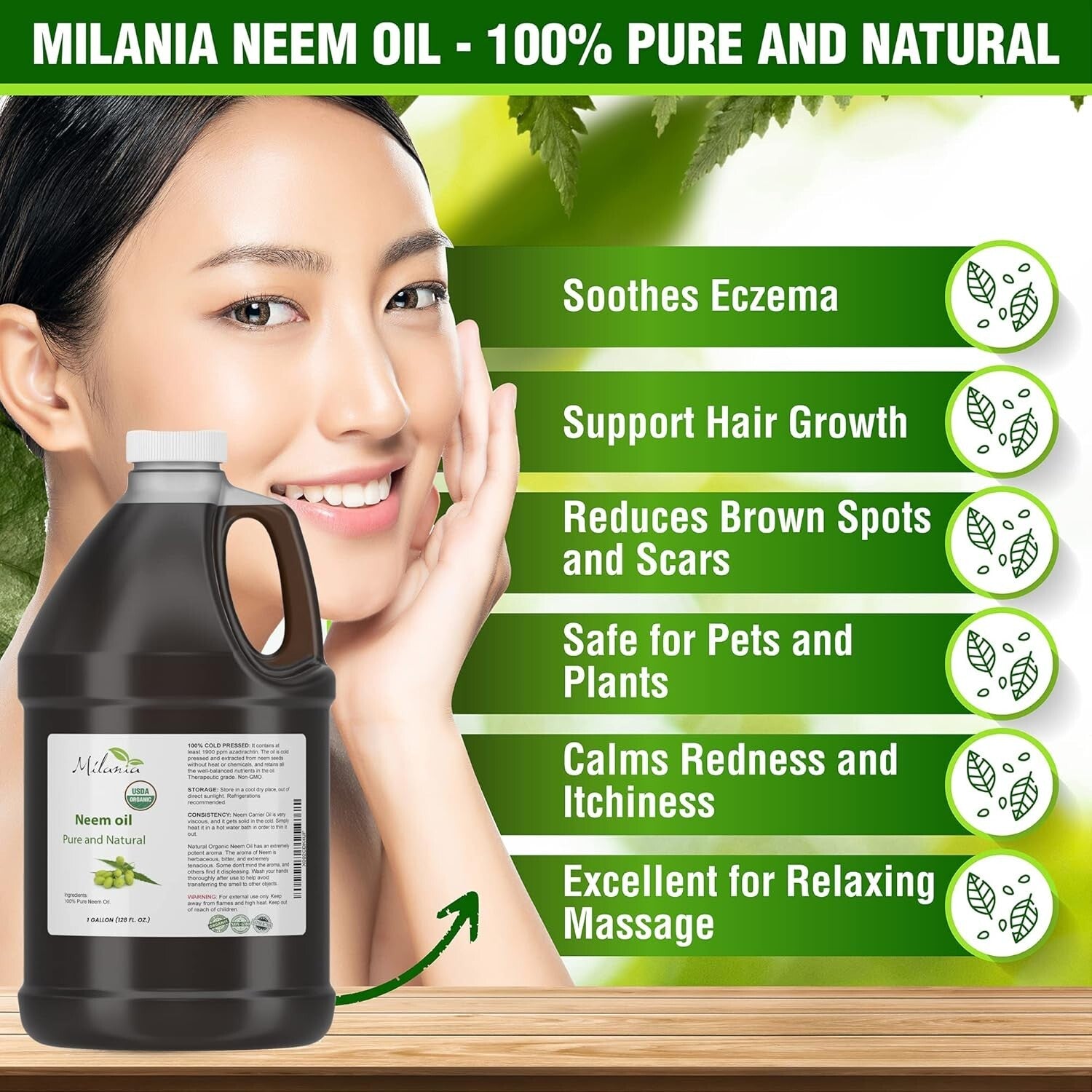 Exceptional Quality Organic Neem Oil - 1 Gallon Cold Pressed, Natural & Safe