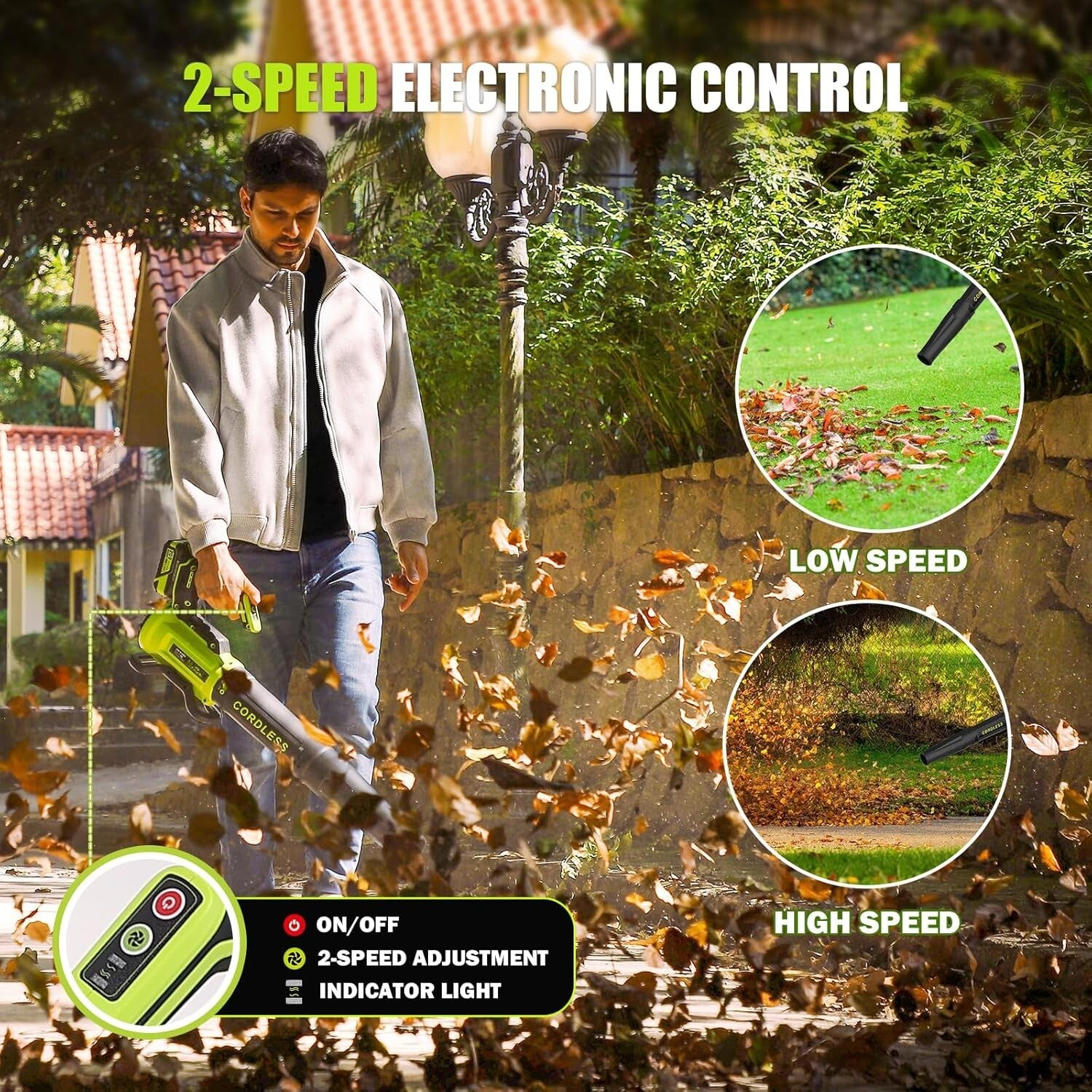 Cordless Leaf Blower with 560 CFM & 180 MPH Power - 2× 4.0Ah Batteries Included