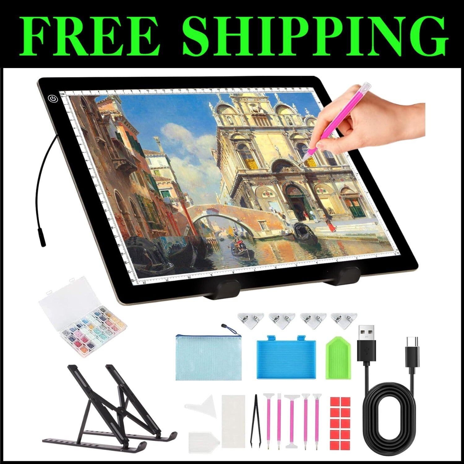 Multi-Functional A4 Dimmable Light Board for Crafting & Drawing - 0.2'' Thick