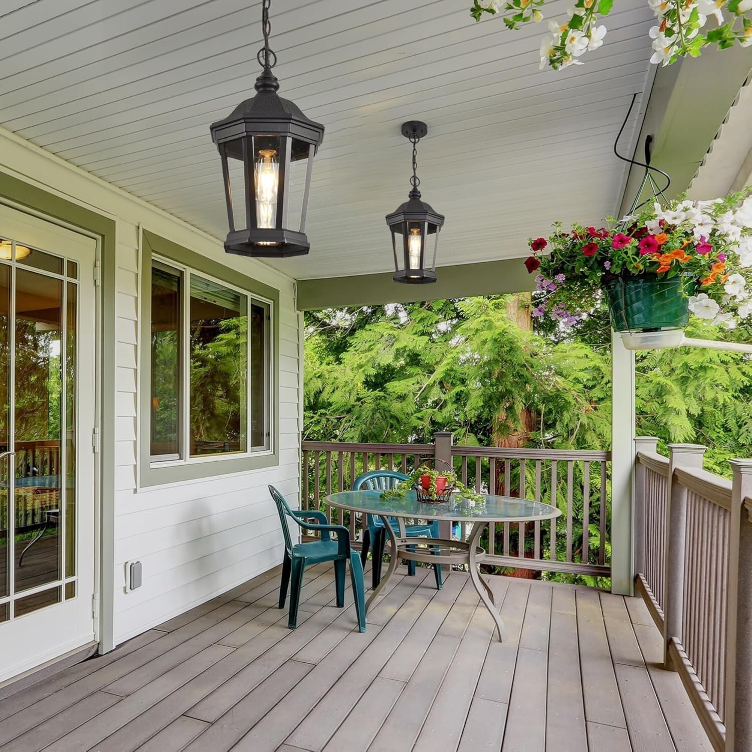 Classic 17.9" Height Adjustable Lantern - Weatherproof Hanging Light Fixture