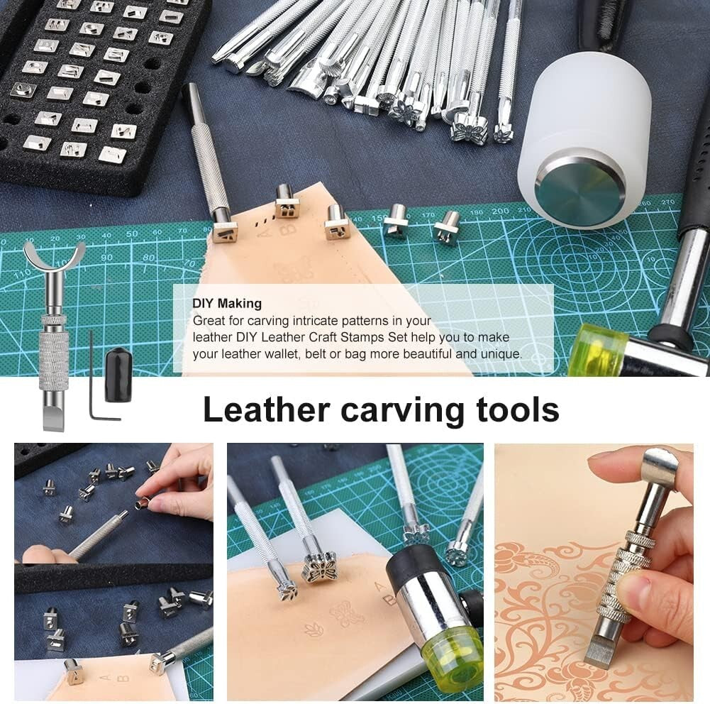 Leather Craft Stamping & Repair Tools Kit - 447 Pieces for Creative Leatherwork