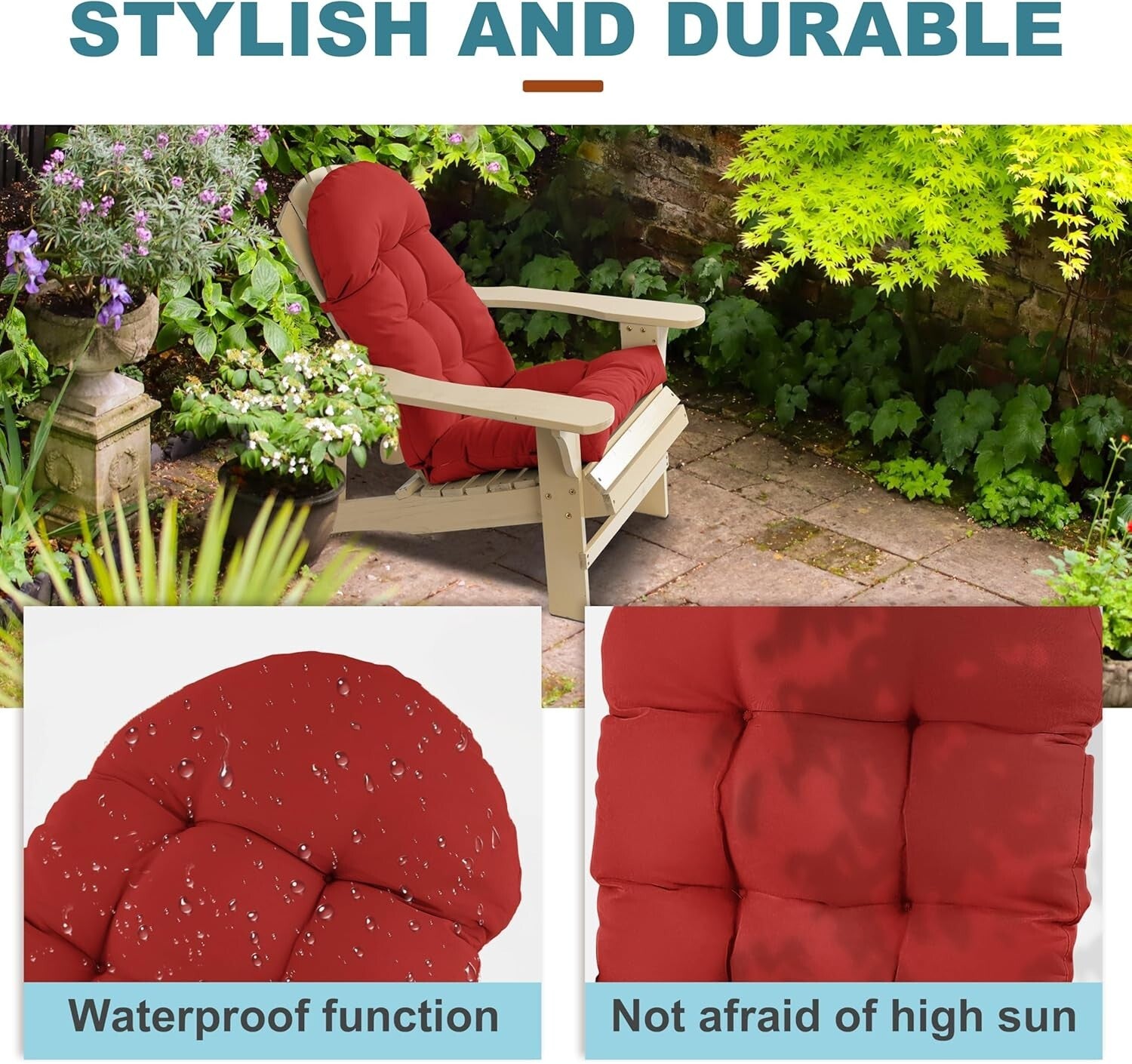 Elegant Red Adirondack Chair Cushion 44x19.4-Inch, Fade-Resistant & Comfortable