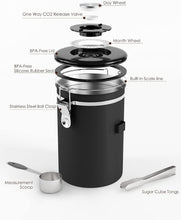 Load image into Gallery viewer, Airtight Coffee Canister Set, 22oz + 16oz with CO2 Valves &amp; Date Tracker - Black