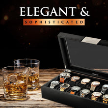 Load image into Gallery viewer, Sophisticated Men's Watch Box - 12 Slots for Luxury Timepieces in Black