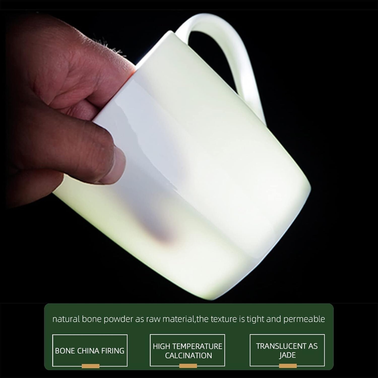 Elegant Set of 6 Gold Trim Fine Bone China Coffee Mugs - 10oz White Porcelain