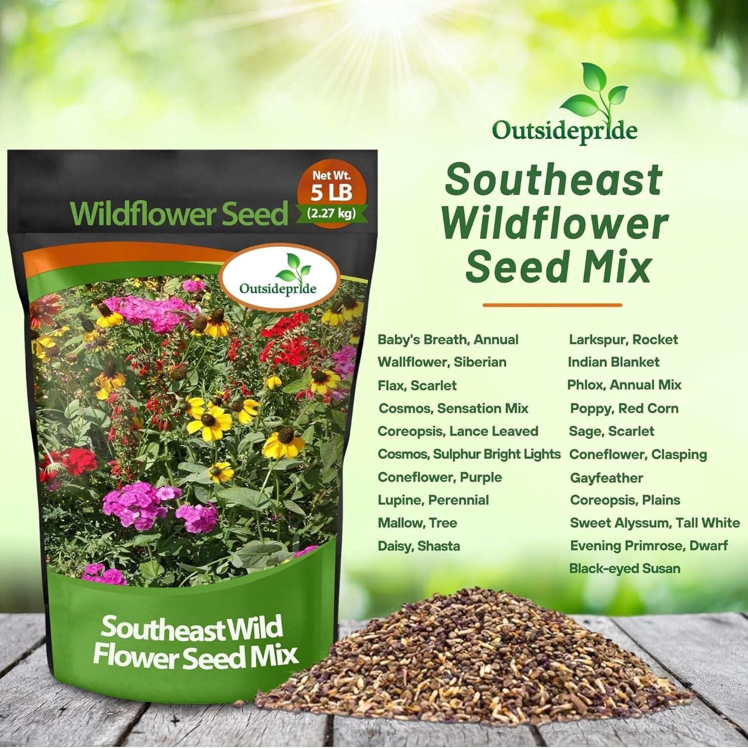 5 lbs Heirloom Wildflower Seed Mix for Erosion-Control & Vibrant Landscapes