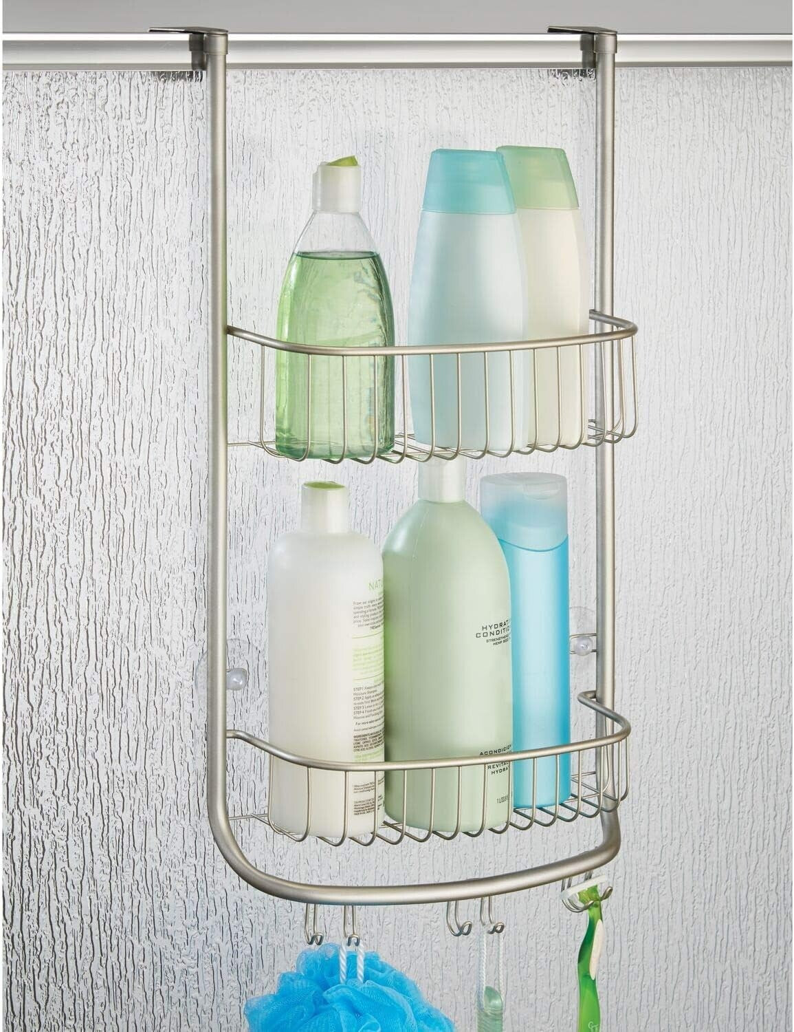 Sleek Portable Shower Caddy - Rust-Resistant with Strong Suction Cups and Hooks