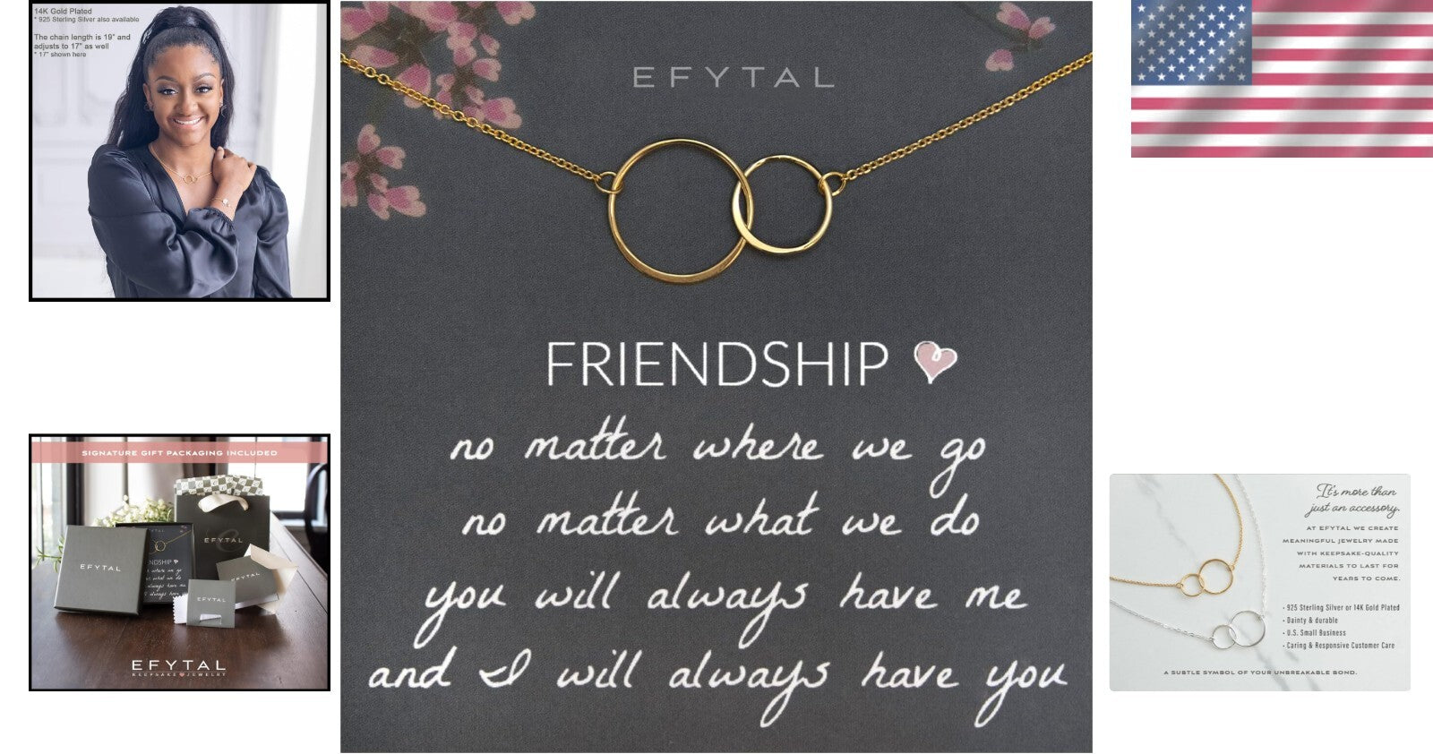 Elegant 2 Circle Friendship Necklace - Sterling Silver & Gold Plated Options