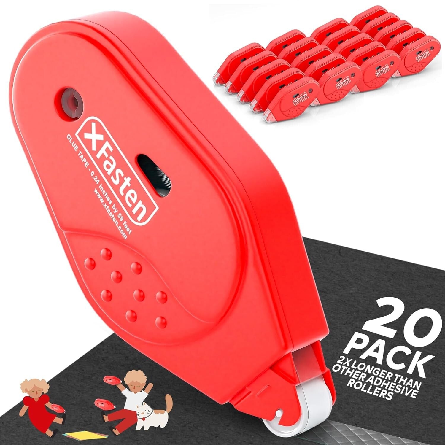 Clear Double Sided Tape Roller - 20 Pack of 59ft Rolls for Safe Scrapbooking