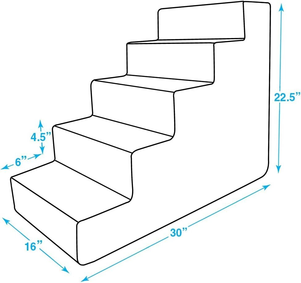 5-Step Foam Dog Stairs - Non-Slip Pet Steps for Easy High Access, 22.5" Height