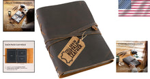 Load image into Gallery viewer, Rustic Buffalo Leather Photo Album with Leather Strap - 30 Page Scrapbook