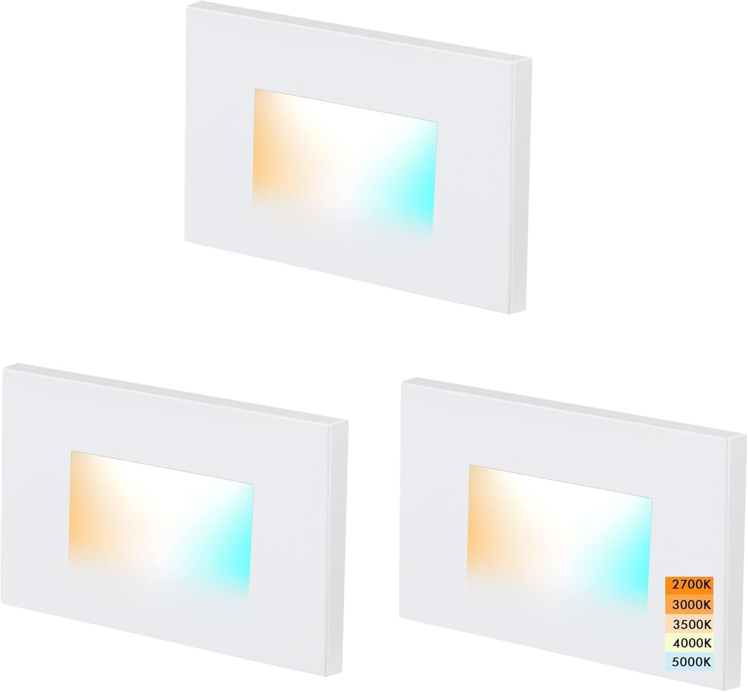 Sleek Wall Mount LED Step Light – 120V, 5 Adjustable Colors, Water-Resistant