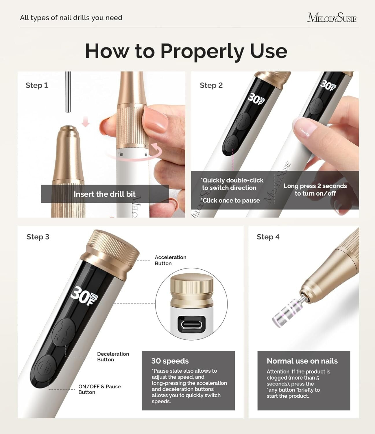 Lightweight Cordless Nail Drill - 3 Hours Battery Life, Ideal for Home Manicures