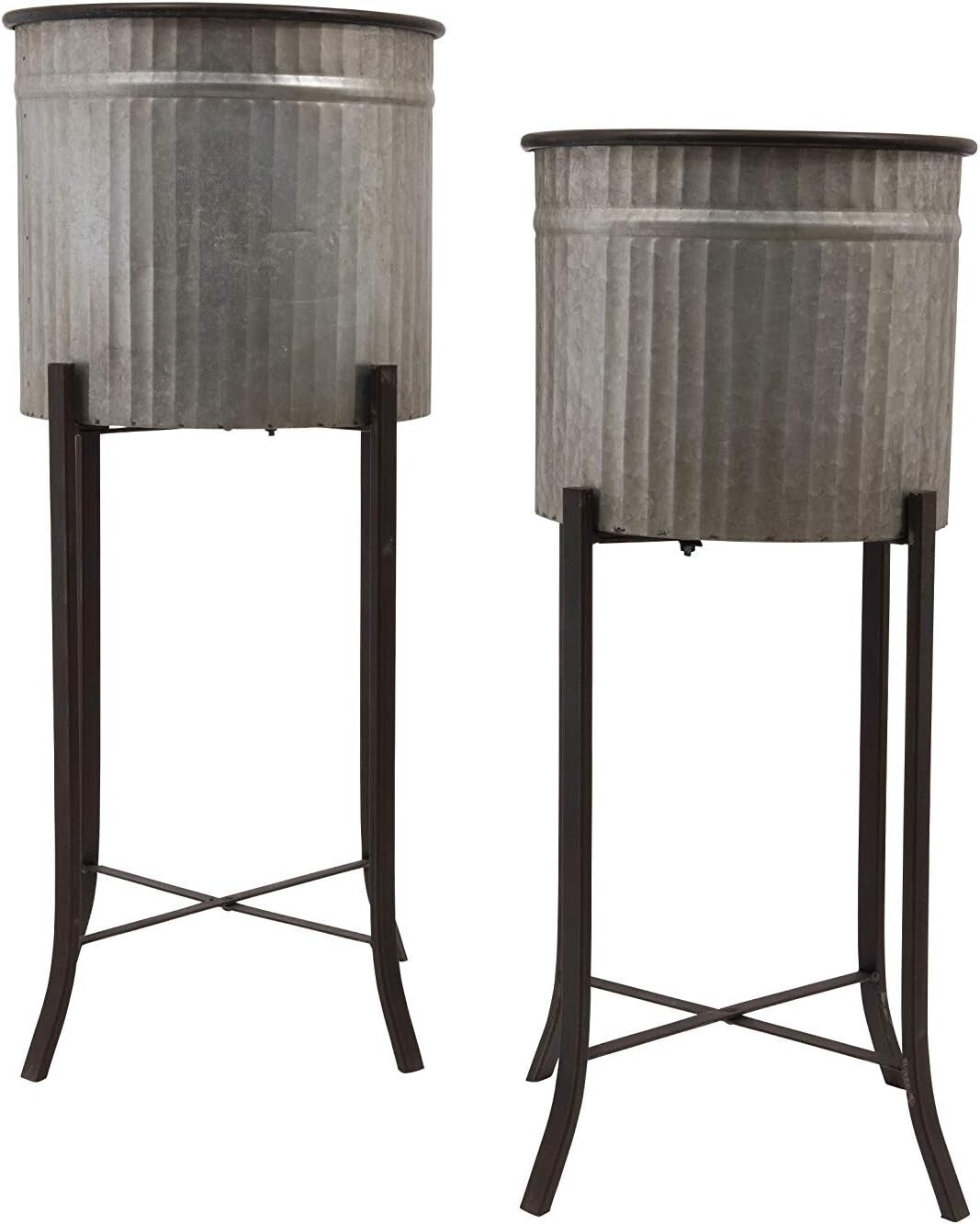 Modern Set of 2 Iron Planters with Stands - Perfect for Your Indoor Jungle