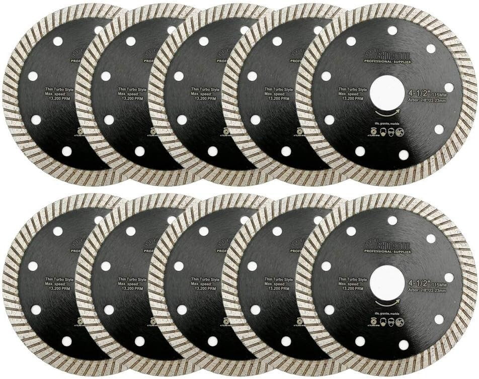 Efficient 10pcs 4.5" Turbo Rim Diamond Blades for Clean Cutting Performance