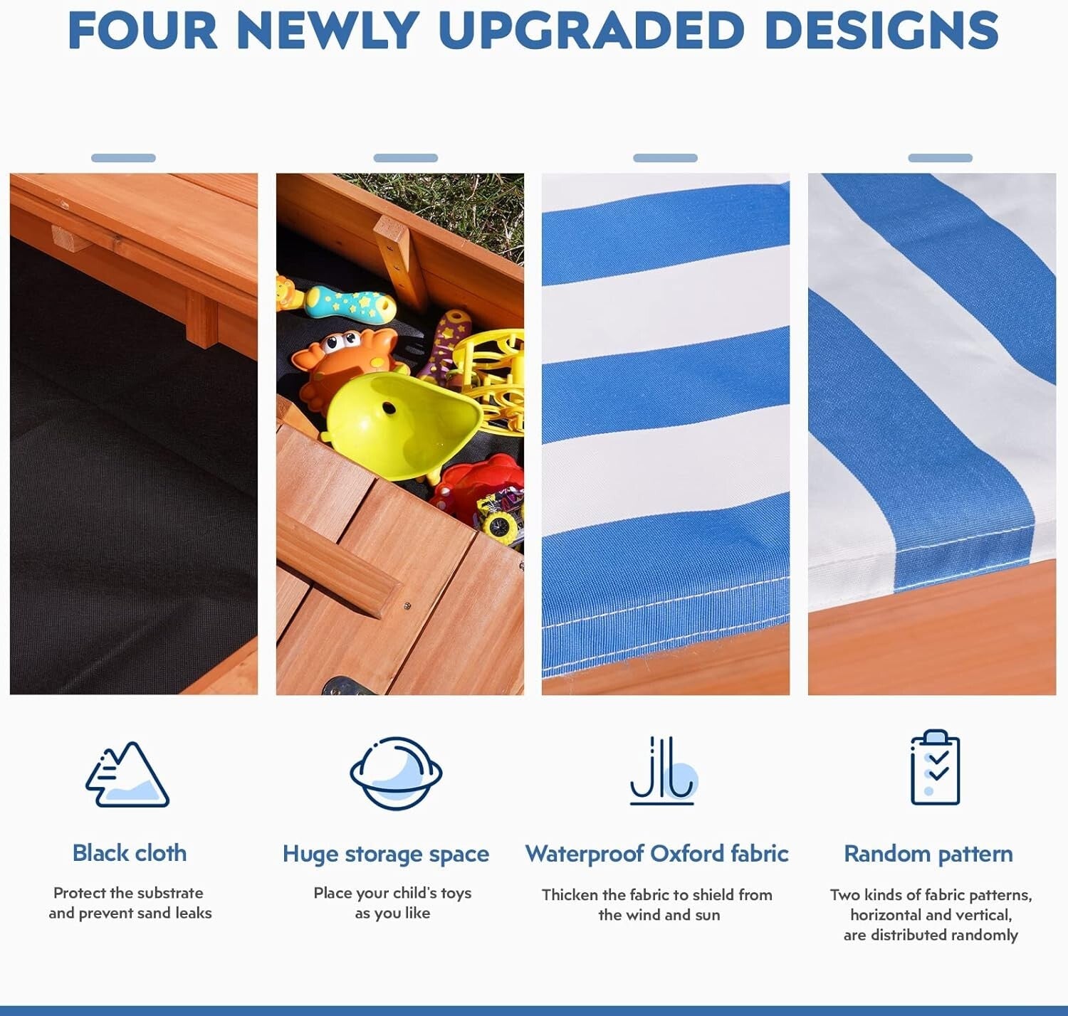 Multifunctional Kids Sandbox 47x47in - Fun & Safe Outdoor Play with Storage