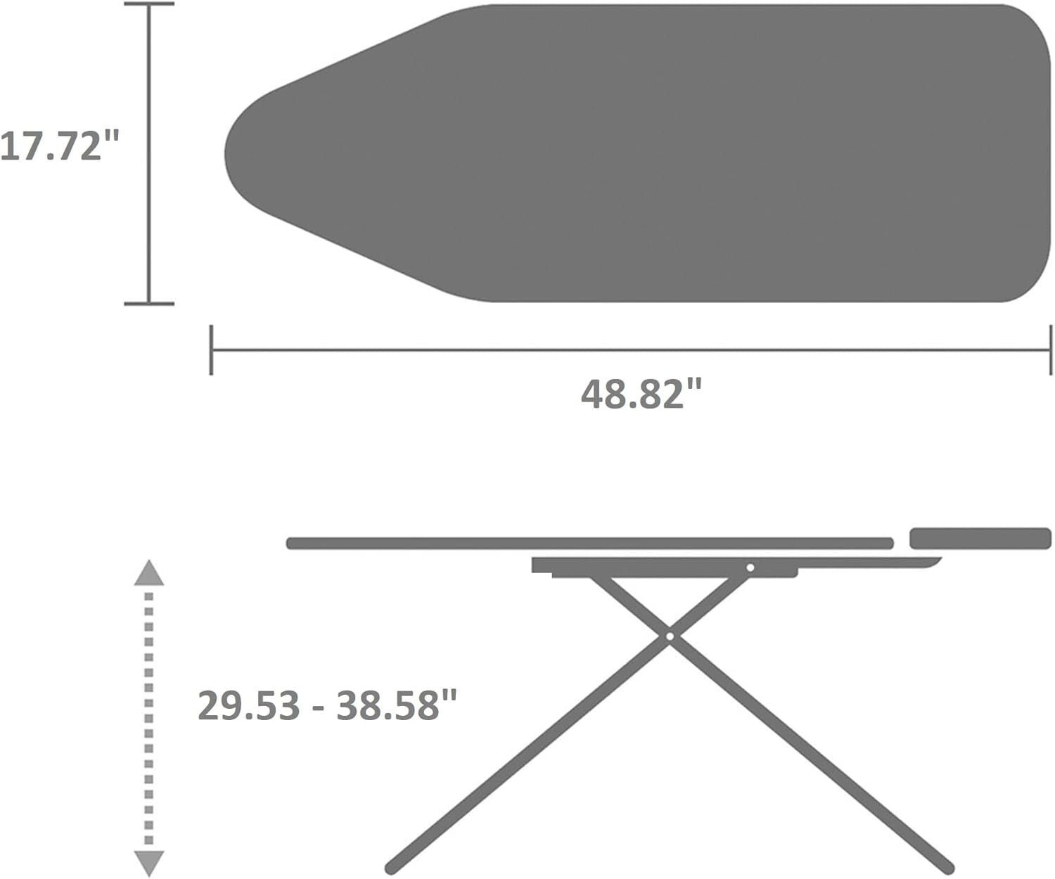 Extra Large 49x18 Inch Ironing Board C with Adjustable Height and Steam Holder