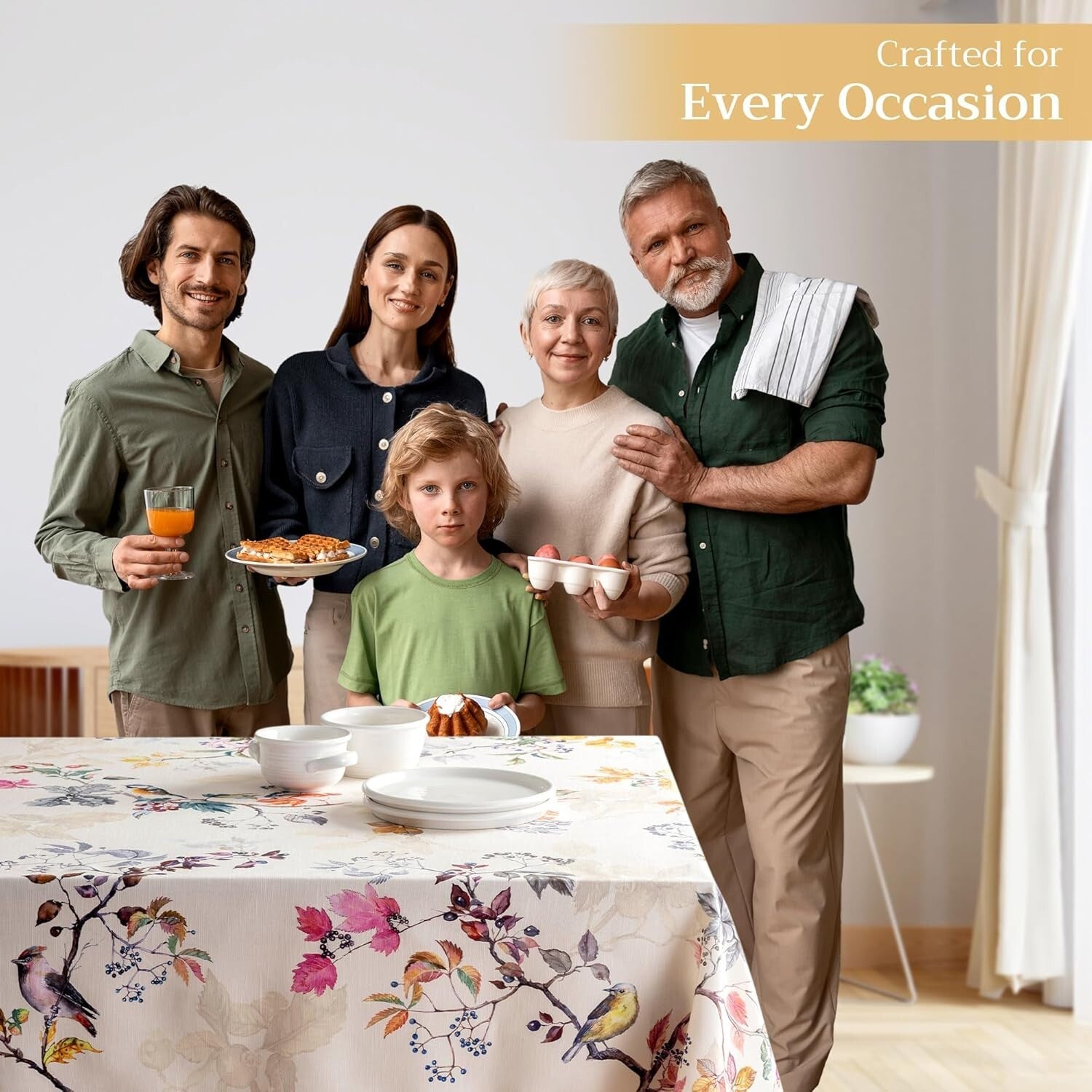 Handcrafted European Style Cotton Tablecloth - 120" x 60" for Ultimate Elegance