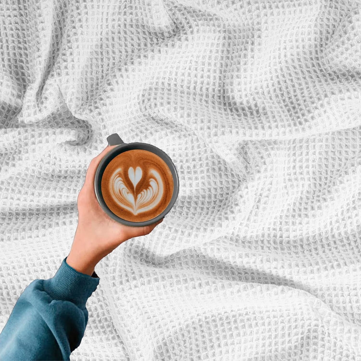 Soft Cotton Waffle Throw Blanket - 60x90 Inches Ideal for Napping & Camping