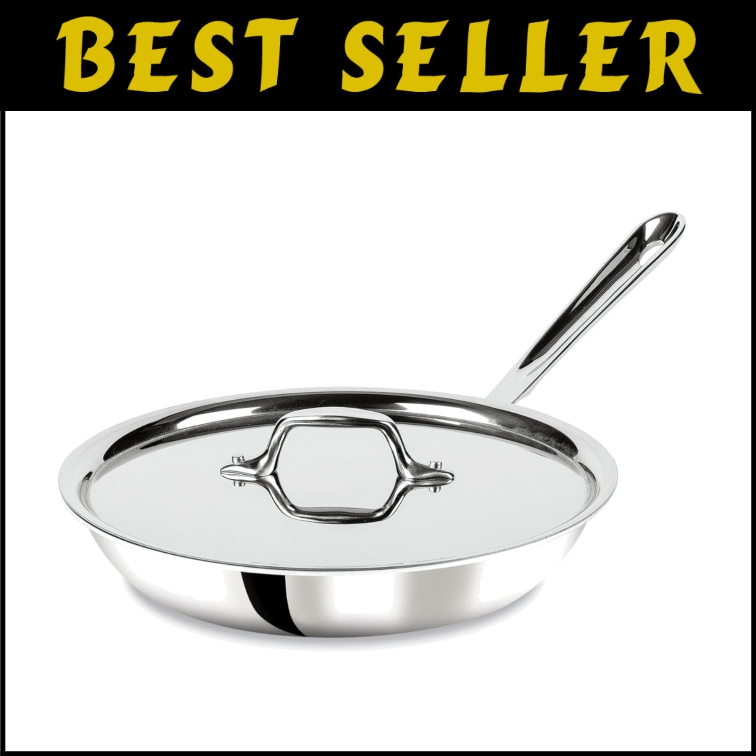 Professional 10-Inch Frying Pan with Lid - Tri-Ply Stainless Steel, Oven Safe
