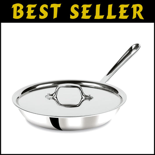 Professional 10-Inch Frying Pan with Lid - Tri-Ply Stainless Steel, Oven Safe