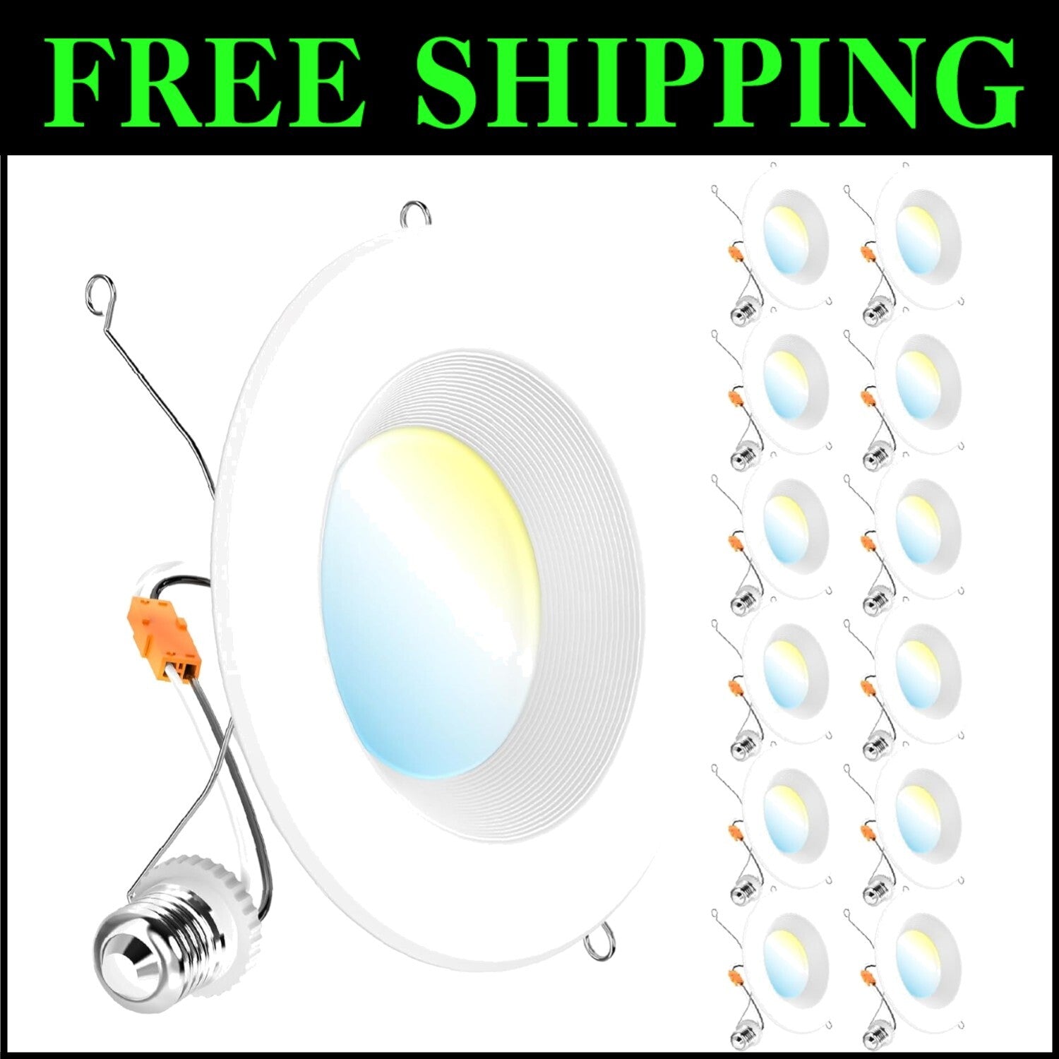 Energy-Efficient 12-Pack Recessed LED Lights with Selectable CCT - Modern Design