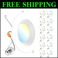 Load image into Gallery viewer, Energy-Efficient 12-Pack Recessed LED Lights with Selectable CCT - Modern Design