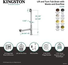 Load image into Gallery viewer, Traditional Lift &amp; Turn Clawfoot Tub Drain - Durable Brass, Matte Black Finish
