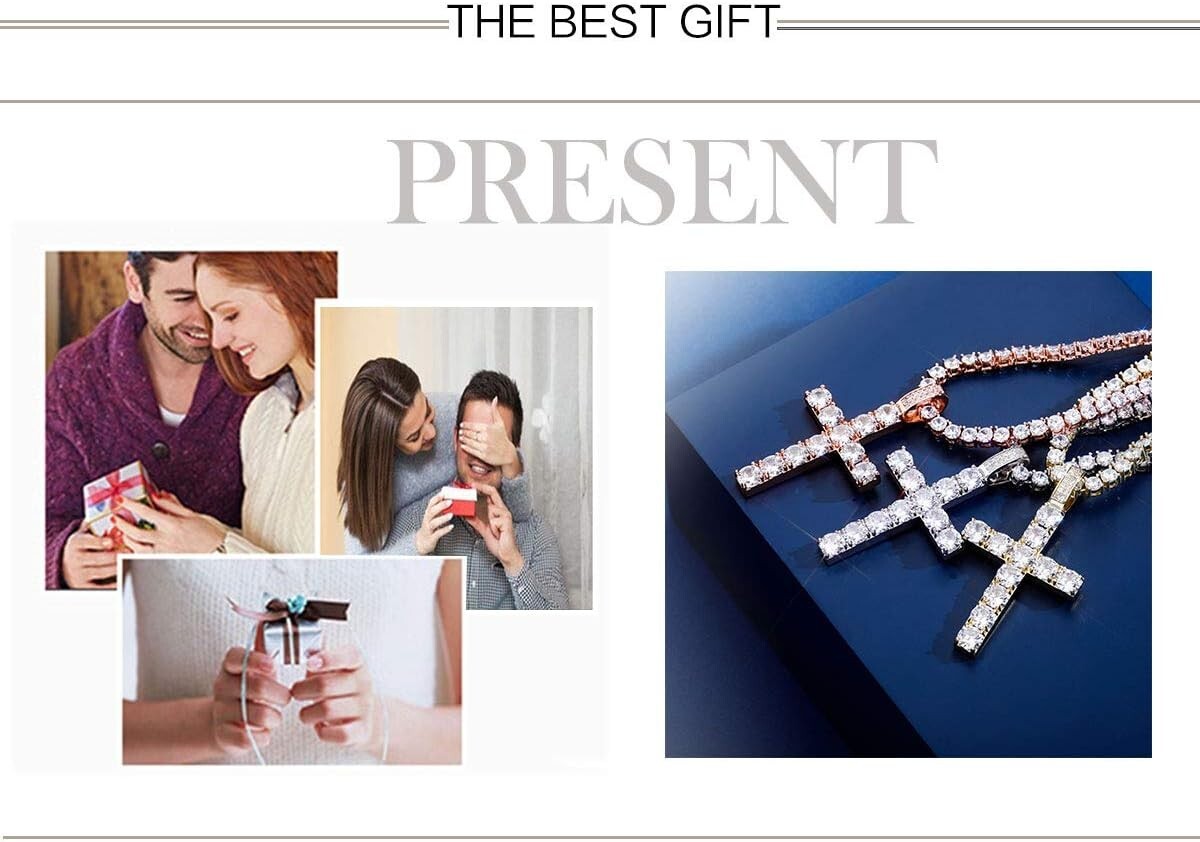 14K Silver Plated Cross Necklace with Durable Stainless Steel Chain - Gift Ready