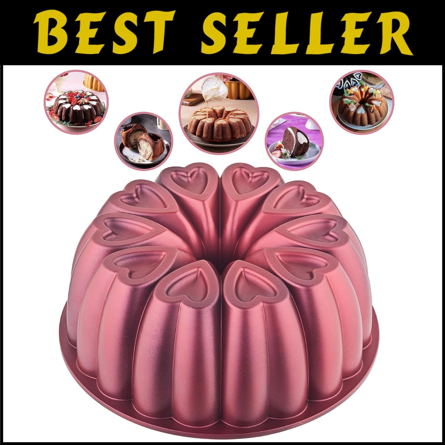 10-Inch Heavy-Duty Heart-Shaped Cake Pan - Non-Stick, Easy to Clean Design