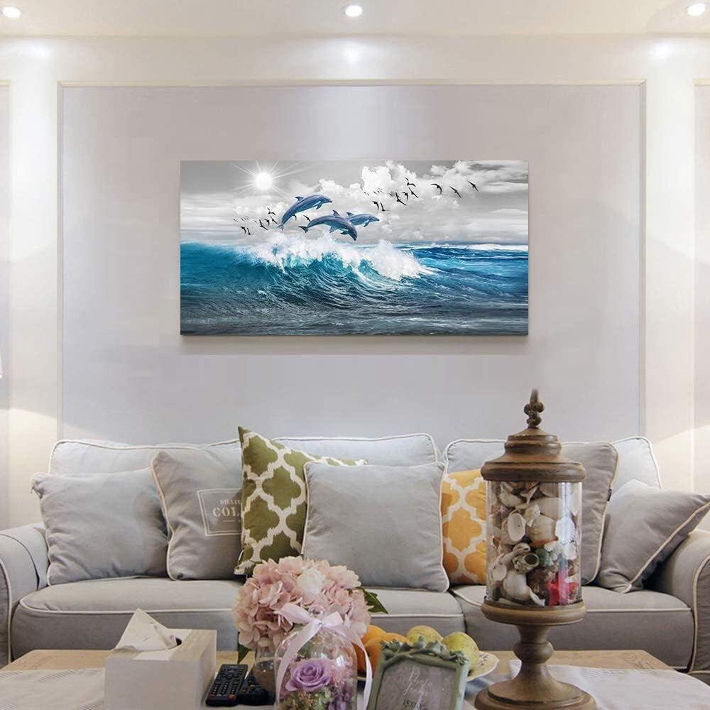 Elegant 40'' x 20'' Blue Sea Canvas Art - Perfect Wall Décor for Home or Office