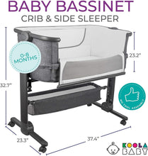 Load image into Gallery viewer, Sleep Nest for Newborn: Grey Bedside Bassinet with Wheels and Storage Basket
