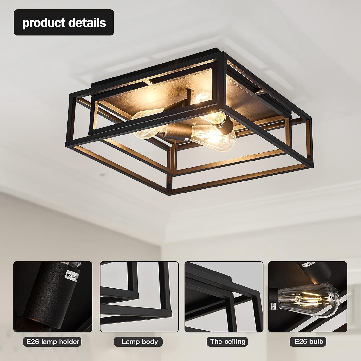 Sleek Modern Flush Mount 3-Light Ceiling Fixture for Dining & Living Spaces