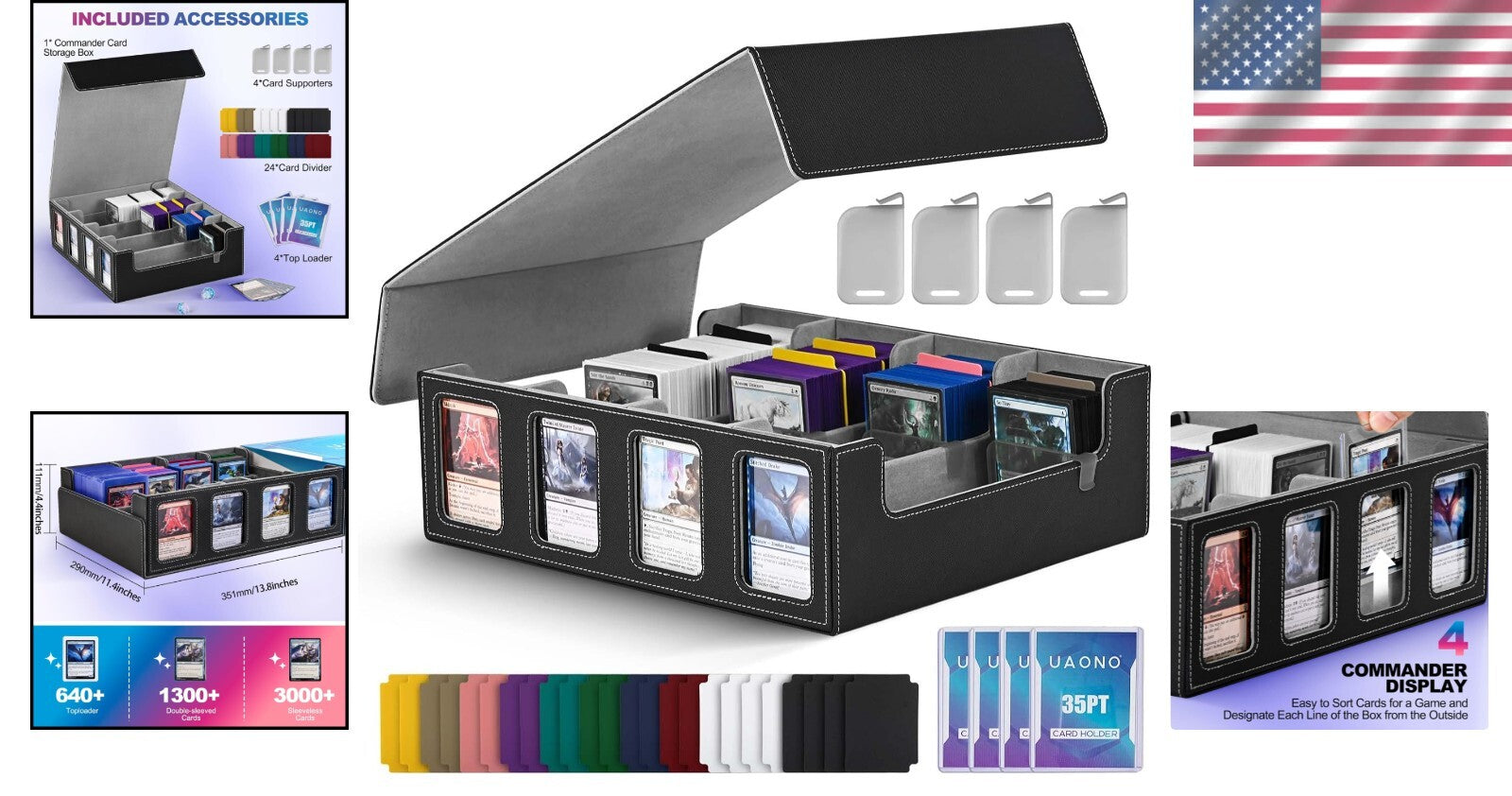 Durable Trading Card Case with Removable Lid and 24 Dividers - Perfect for MTG