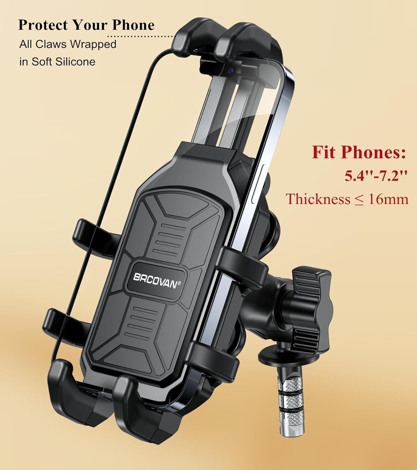 Sturdy Motorcycle Cellphone Holder with Anti-Shake Design & Vibration Dampener