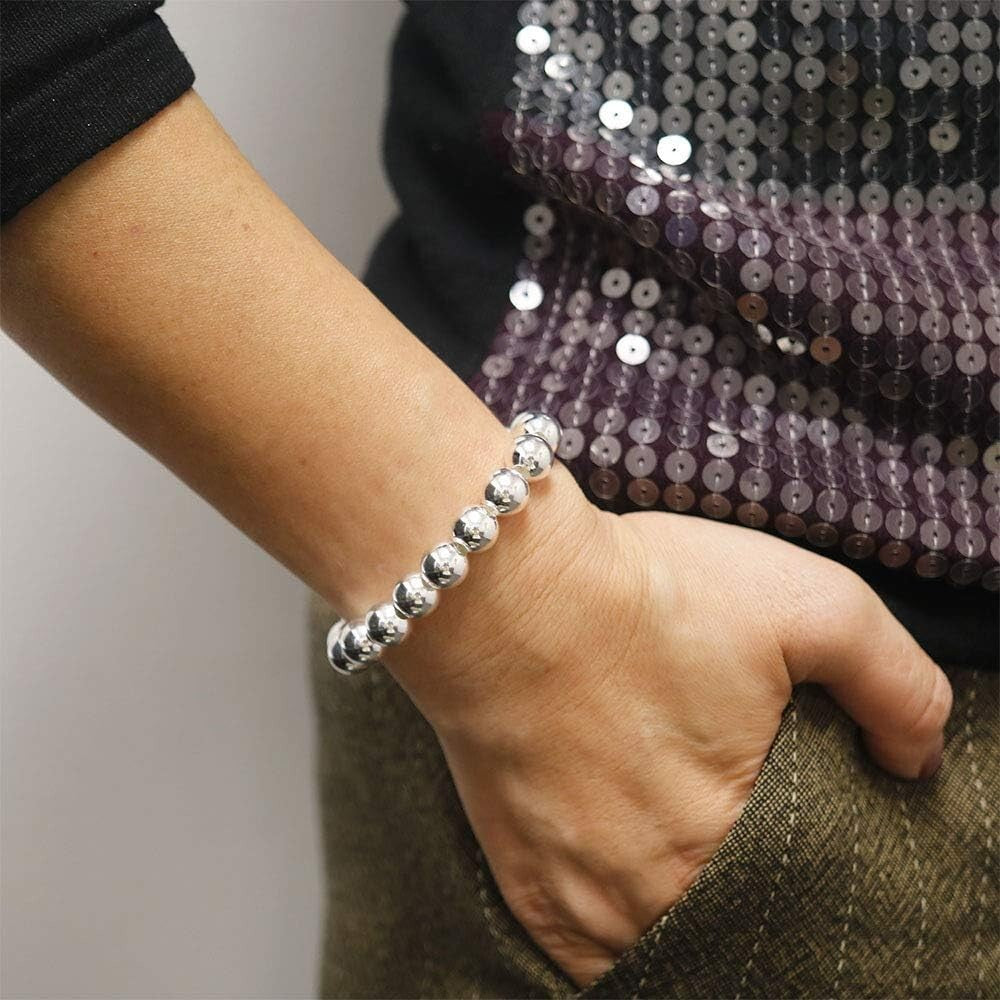 Durable 925 Sterling Silver Ball Bracelet in Multiple Sizes - Timeless Elegance