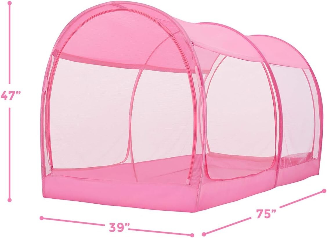 Dream Tent for Twin Beds - Lightweight Indoor/Outdoor Canopy with Zipped Doors