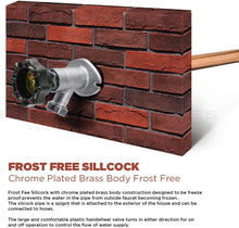 Load image into Gallery viewer, Frost-Free Sillcock Pipe 1/2 Inch PEX &amp; 3/4 Inch Hose Bib - Brass Chrome Finish