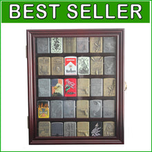 Load image into Gallery viewer, Handcrafted Mahogany Lighter Showcase with Keyed Lock - Perfect for Collectibles