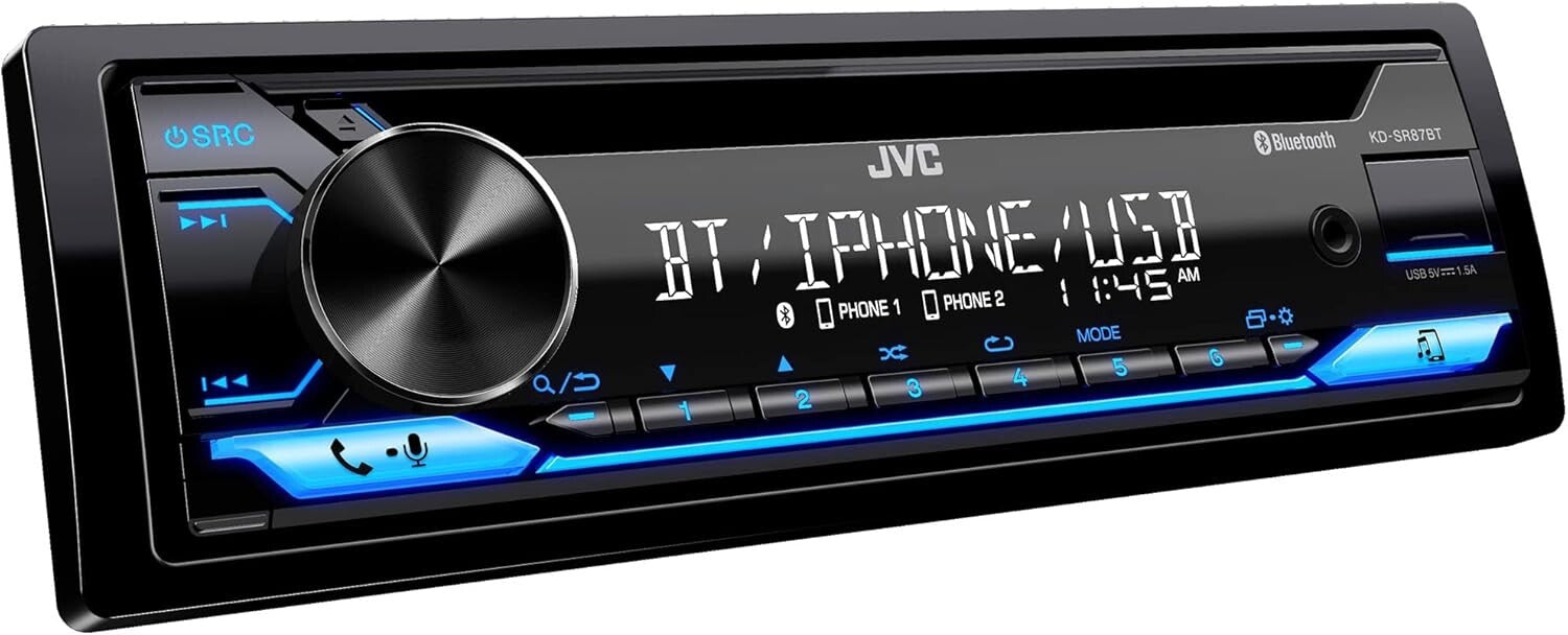 Bluetooth CD Car Stereo with USB & AUX - 13-Band EQ & Detachable Face Plate