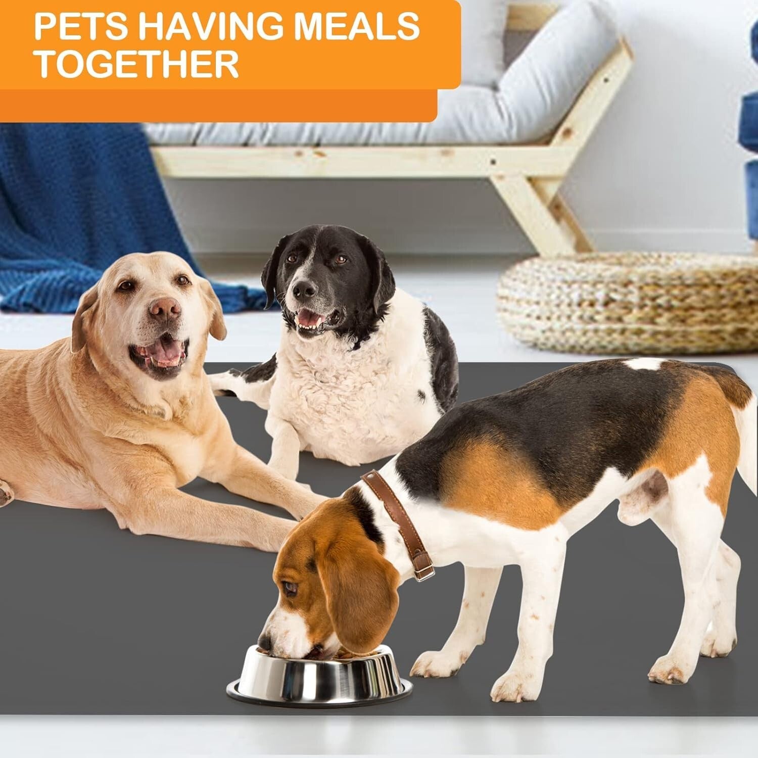 Durable Extra Large Dog Mat for Food and Water - Easy Clean, 12-Month Warranty