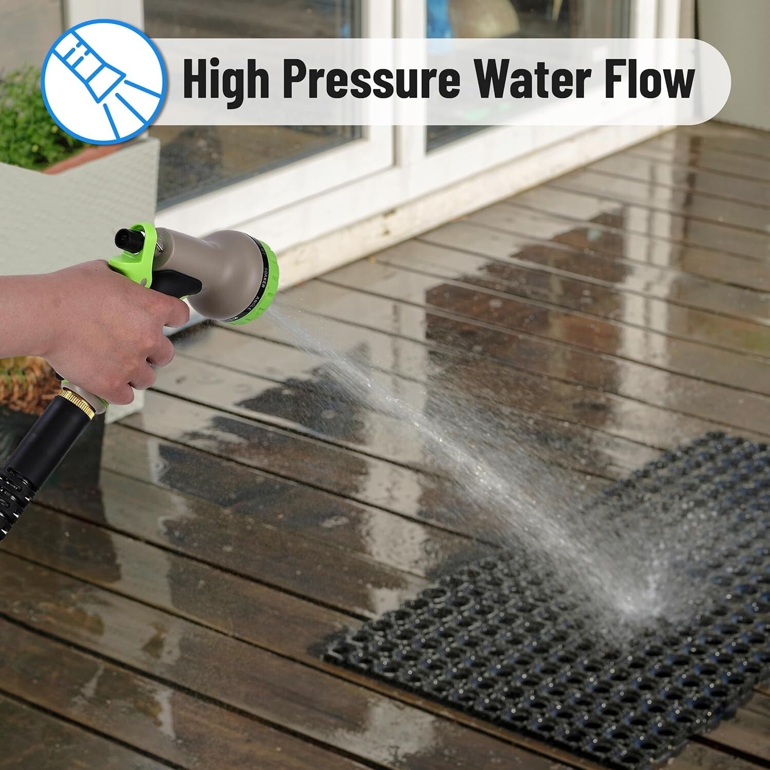 Durable 50-Ft Stainless Steel Garden Hose with Tangle-Free 10-Function Nozzle