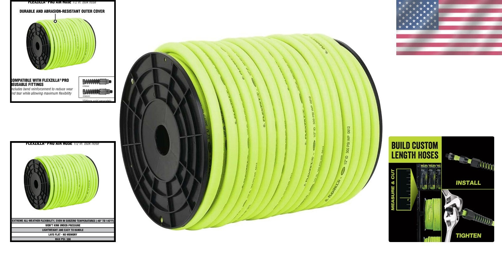 Flexible Hybrid Polymer Air Hose 1/2" x 250' - Crush & Kink Resistant Design