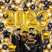 Load image into Gallery viewer, Reusable 2023 Graduation Balloon Arch Kit - Gold &amp; Black Decorations Pack of 115