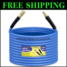Load image into Gallery viewer, 3/8 in x 100 ft Flexible Air Hose with Quick Coupler - 300 PSI Performance Blue