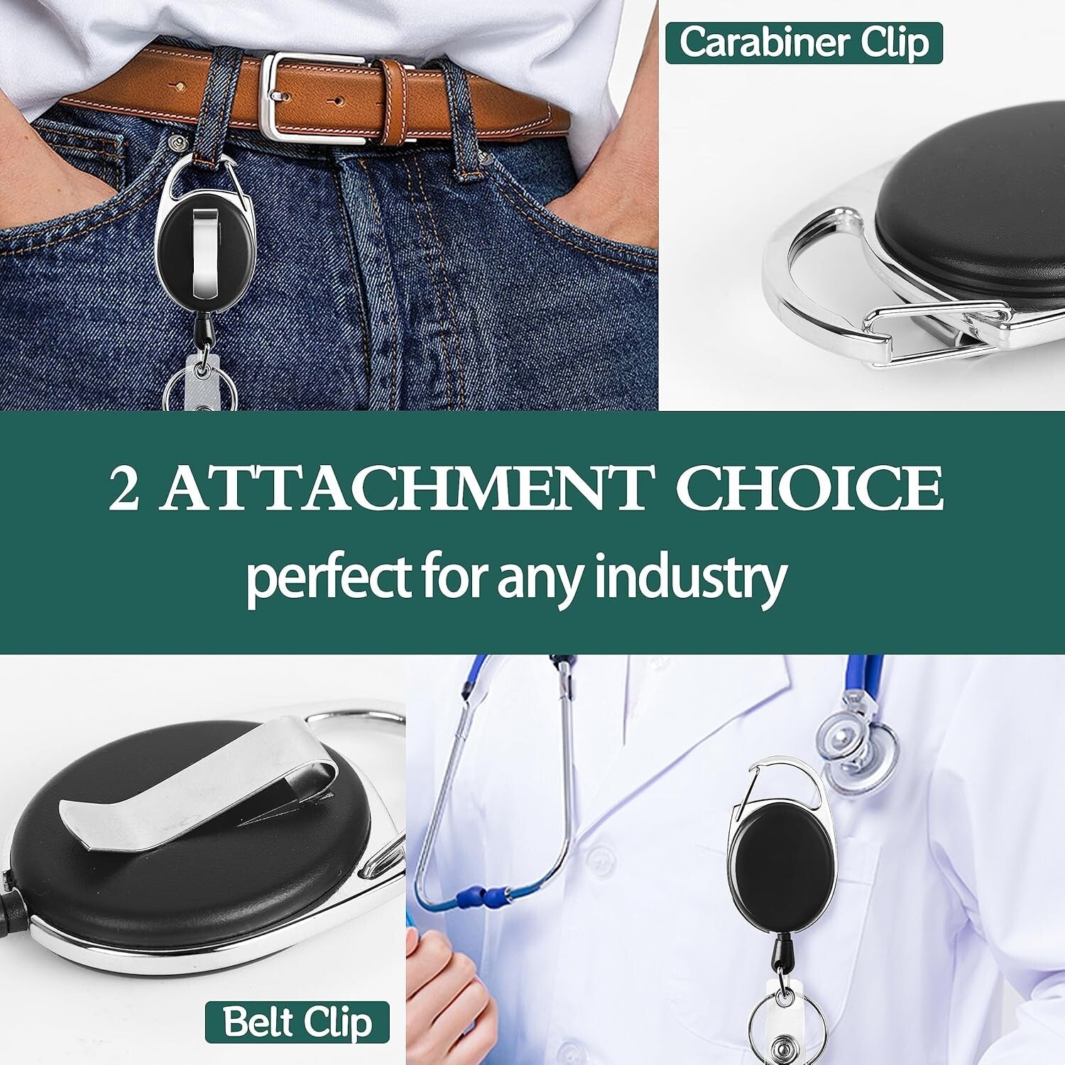 Versatile 50Pcs Badge Reels with Heavy-Duty Clips & 26-Inch Retractable Cord