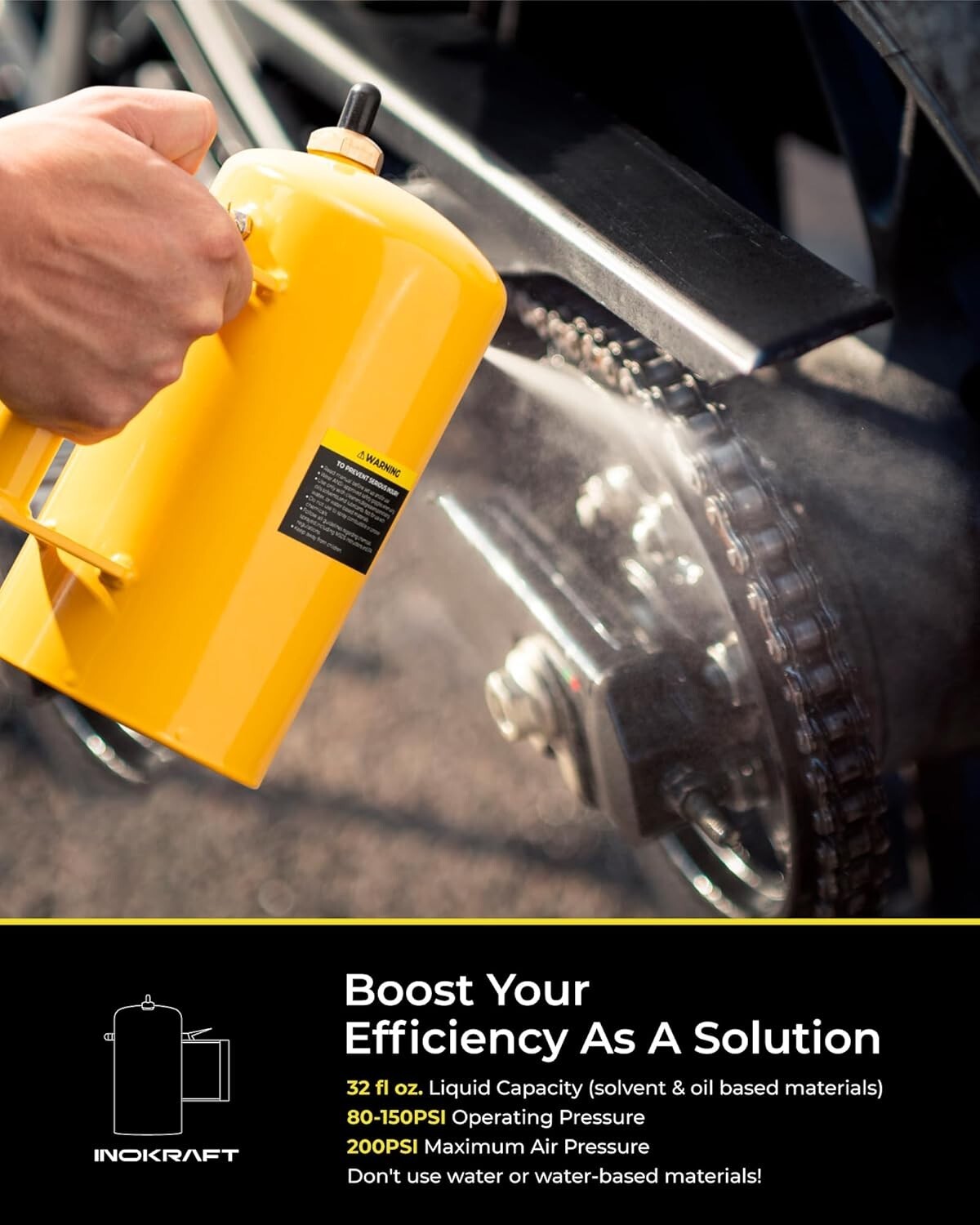 Efficient 0.25 Gallon Metal Spray Bottle with 10m Hose for Brake Cleaner & More