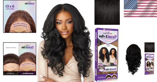 What Lace 13X6 Glueless Synthetic Wig with Pre-Plucked Hairline in Off Black 1B