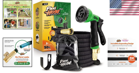 Flexible Expandable Garden Hose – 50ft with 8 Patterns, Anti-Kink Technology