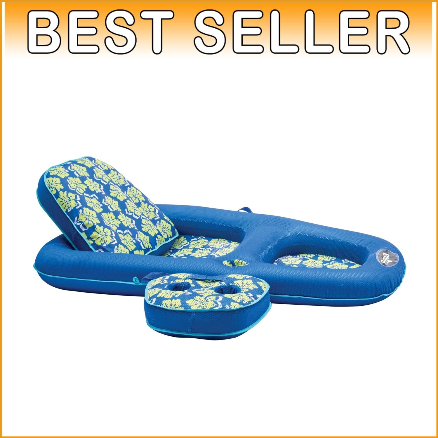 Extra Large Aqua Campania 2-in-1 Pool Float with Adjustable Backrest & Cupholder